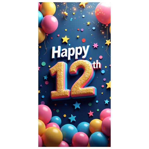 LUUFILx Colorful 12th Birthday Backdrop Banner with Star Elements Happy Birthday Party Supplies Decors Photography Props for Celebration Event Photo Booth Decorations