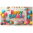 thumbnail image 1 of LUUFILx Colorful 3D Happy Birthday Banner Backdrop Party Decorations with Balloons Clouds and Rainbows, 1 of 7