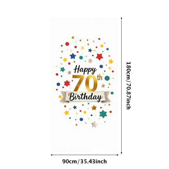 LUUFILx Colorful 70th Birthday Banner with Star and Confetti Elements Background Backdrop Party Supplies Photography Props for Birthday Party Decoration