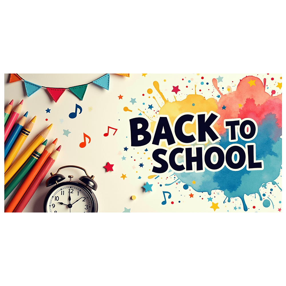 LUUFILx Colorful Back to School Themed Banner with Alarm Clock Pencils ...