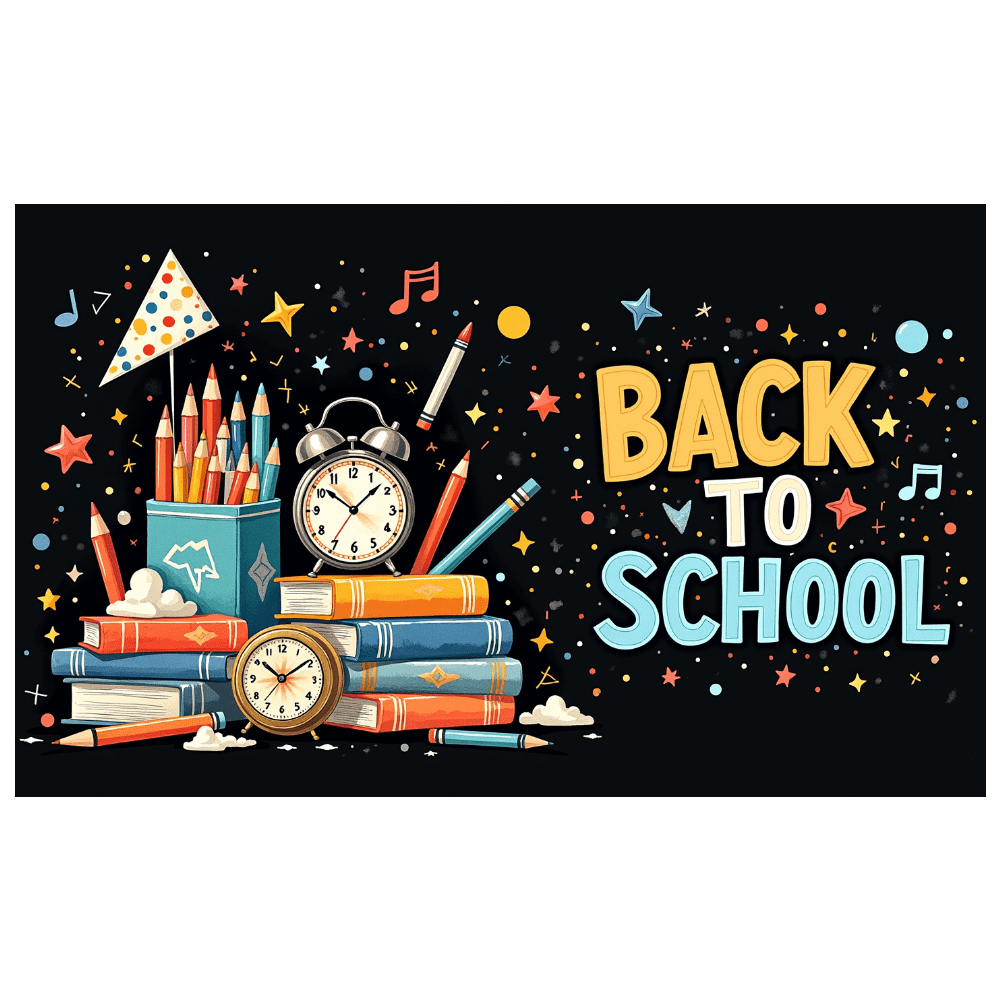 LUUFILx Colorful Back to School Themed Banner with Alarm Clock Pencils ...