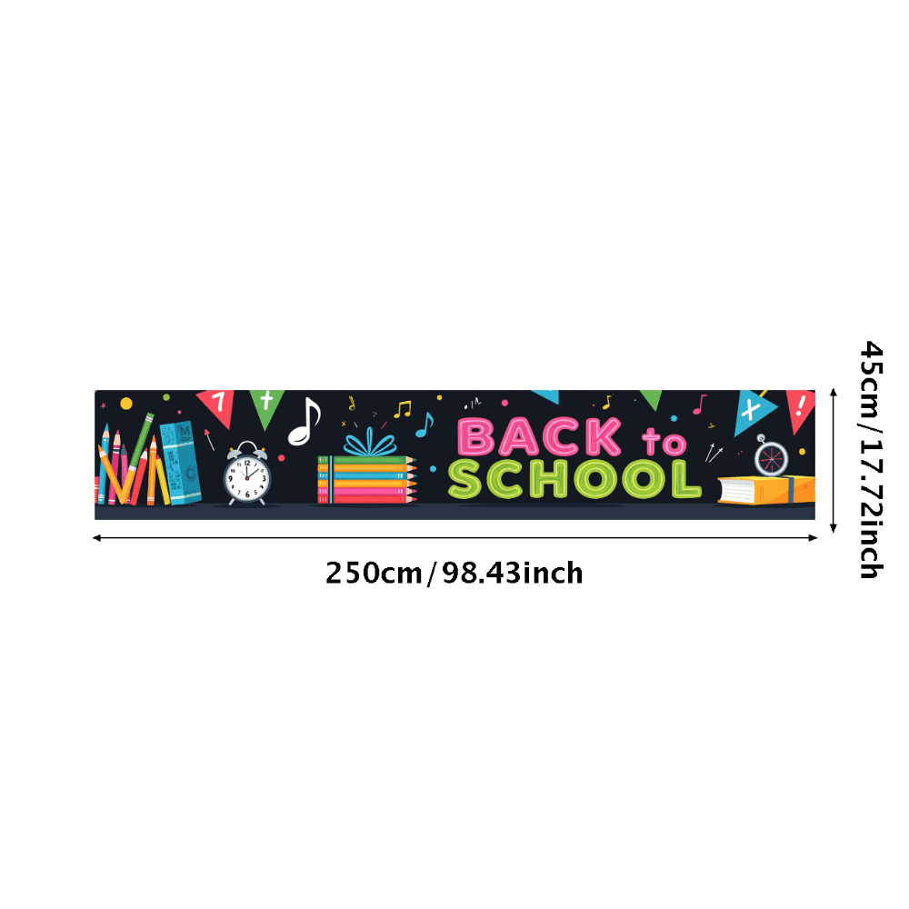 LUUFILx Colorful Back to School Themed Banner with Alarm Clock Pencils ...