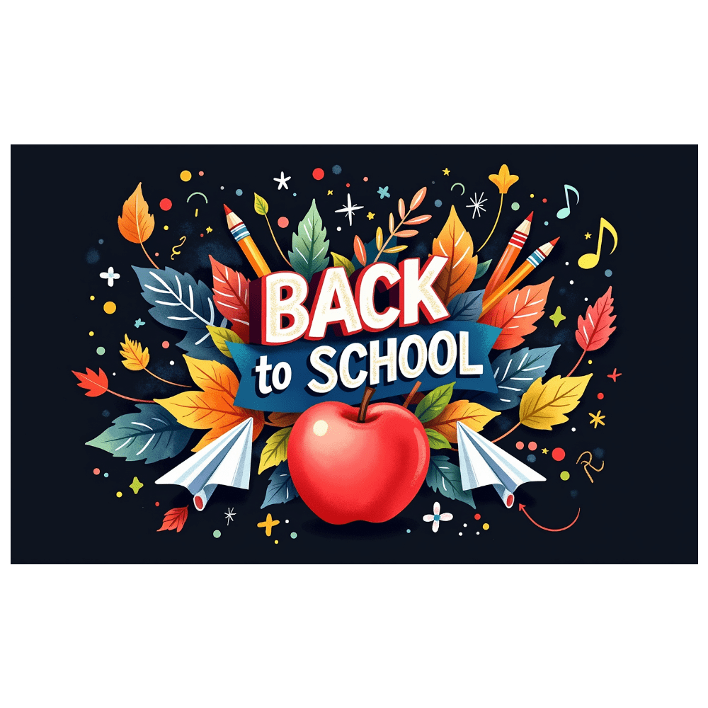 LUUFILx Colorful Back to School Themed Banner with Apple Pencils Leaves ...