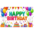 thumbnail image 1 of LUUFILx Colorful Birthday Party Background Banner with Balloons Cakes and Party Hats, 1 of 1