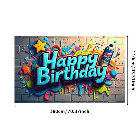 LUUFILx Colorful Happy Birthday Backdrop Banner Graffiti Wall Style Decorations Party Supplies Background Photography Props Birthday Party Decor Celebration