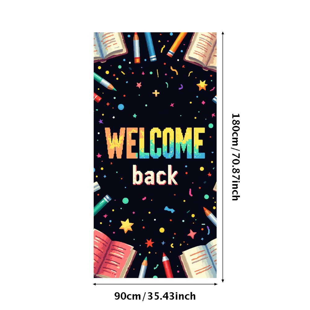 LUUFILx Colorful Welcome Back Banner with School Elements Books Pencils ...