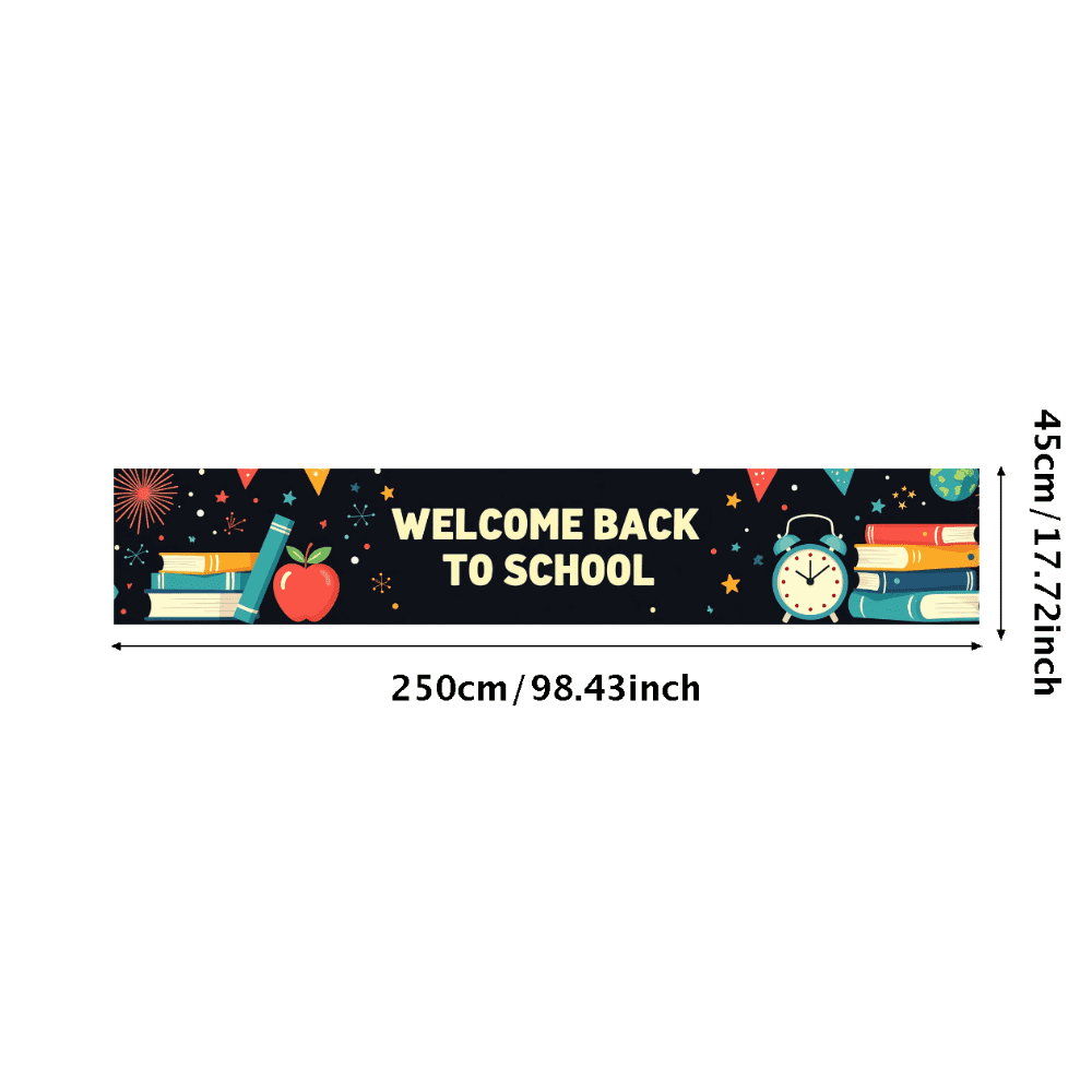 LUUFILx Colorful Welcome Back to School Banner with Book Apple Alarm ...