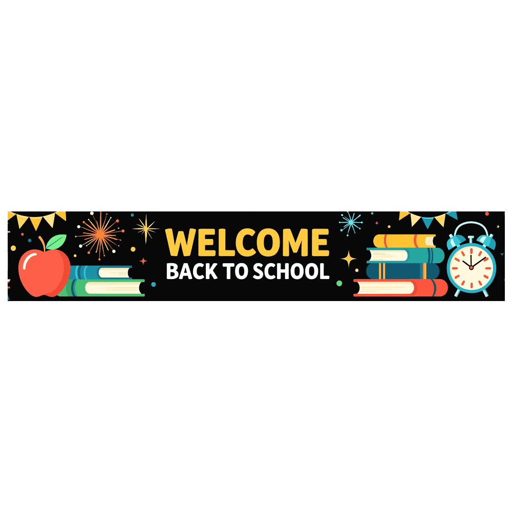 LUUFILx Colorful Welcome Back to School Banner with Book Apple Alarm ...
