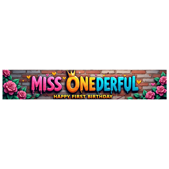LUUFILx Colorful and Adorable First Birthday Banner with Miss One-derful Text and Cupcake Heart Elements Backdrop Party Decoration