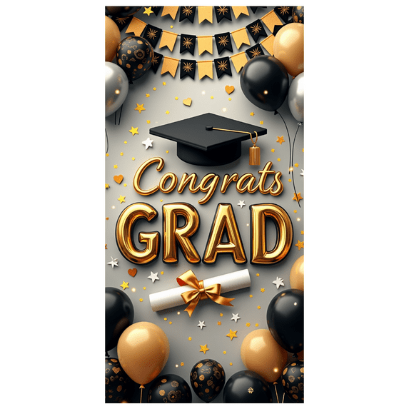 LUUFILx Congrats Grad Banner Sunflower Decor Backdrop Graduation Party Decoration Background Props Indoor Outdoor Celebration Removable Easy Setup