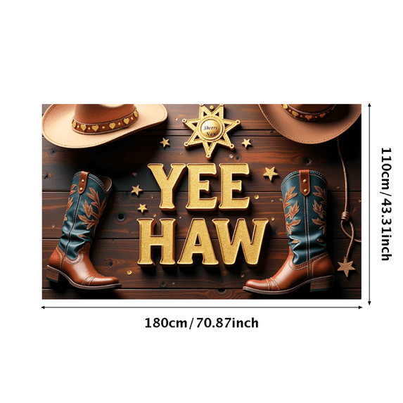LUUFILx Cowboy Theme Party Western Backdrop Banner Photography Props Yee Haw Birthday Decoration Party Supplies Western Event Decorations