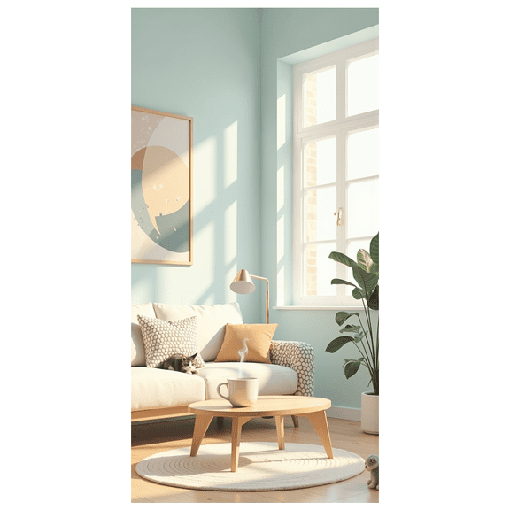 LUUFILx Cozy Living Room with Modern Art Minimalist Coffee Table Wall Print Relax Scene Study Area Lounge Decor Event Display Banners Backdrop Background