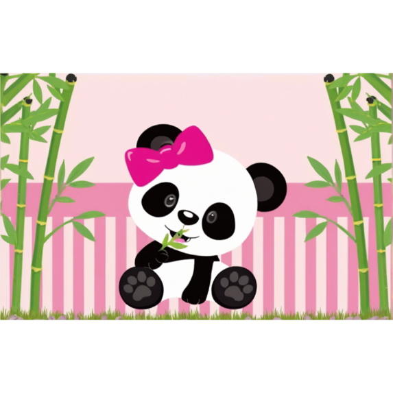 LUUFILx Cute Cartoon Panda Backdrop Bamboo Flower Panda Theme BirthdayParty Baby Shower Decor Polyester Photography Background Banner