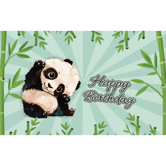 LUUFILx Cute Cartoon Panda Backdrop Bamboo Flower Panda Theme BirthdayParty Baby Shower Decor Polyester Photography Background Banner