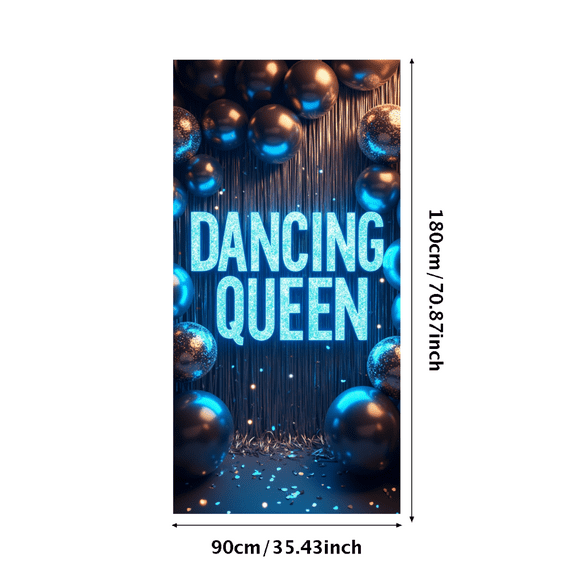 LUUFILx Dancing Queen Banner Background Birthday Party Prop Backdrop Celebration Decoration Stage Event Supplies Customizable Glitter Balloons Curtain