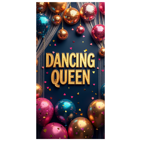 LUUFILx Dancing Queen Disco Party Backdrop Banner Colorful Balloon Decorations Event Background Celebration Photography Props Party Supplies Dance Floor