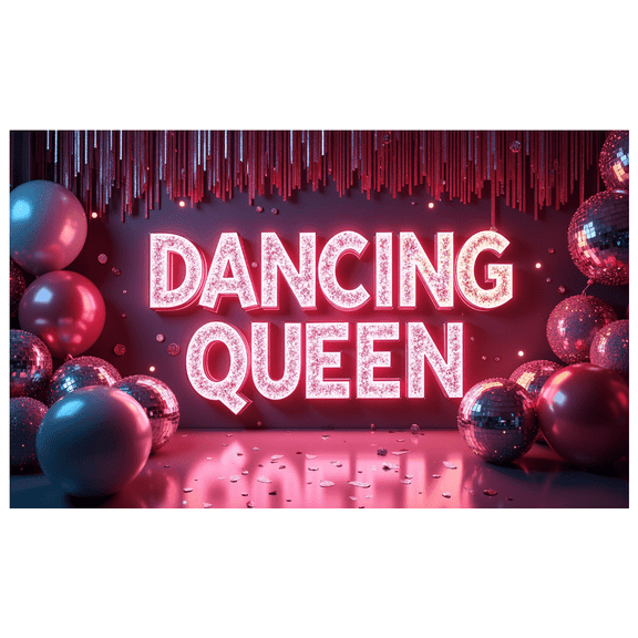 LUUFILx Dancing Queen Party Banner Backdrop Event Wall Hanging Decor Sparkle Disco Ball Decorations Birthday Party Supplies Photography Stage Background
