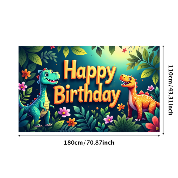 LUUFILx Dinosaur Birthday Backdrop Colorful Happy Party Banner Decorations for Kids Event Supplies Photo Background Celebration Decor