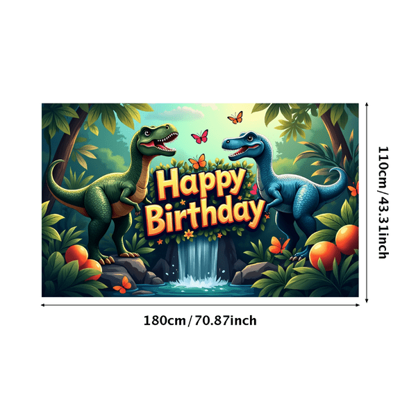 LUUFILx Dinosaur Happy Birthday Backdrop Banner for Kids Jungle Party Decorations Background Supplies Festive Party Props Photography Decor