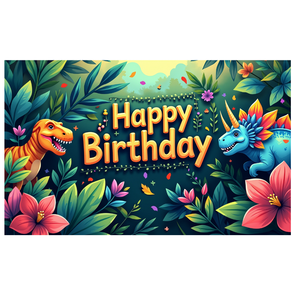 LUUFILx Dinosaur Jungle Happy Birthday Party Backdrop Dino Birthday Banner for Kids Decoration Background Baby Shower Photography Props Decorative Supplies