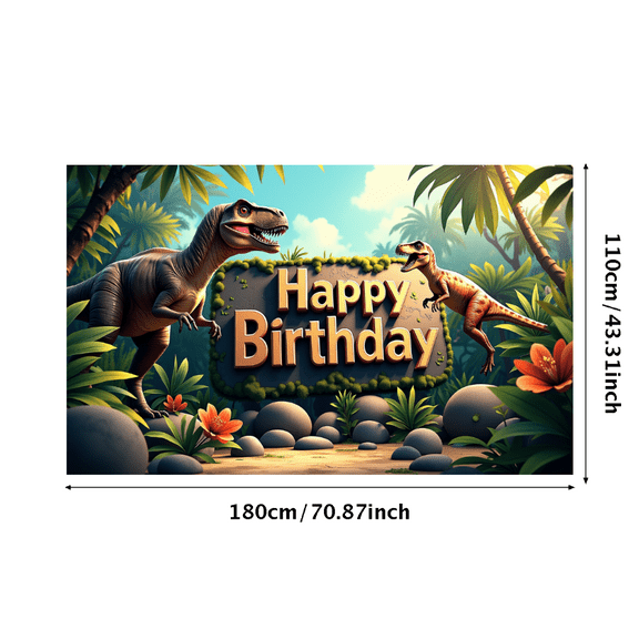 LUUFILx Dinosaur Themed Backdrop Happy Birthday Banner Photography Props Background Jungle Party Supplies Decors Birthday Decoration Kids Event Celebrate