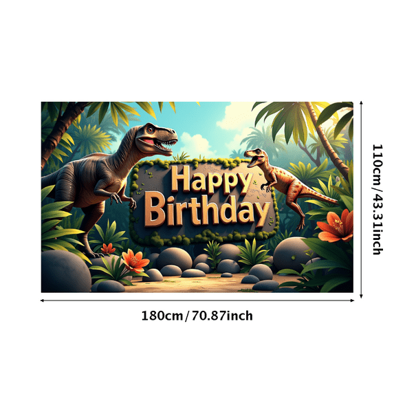 LUUFILx Dinosaur Themed Backdrop Happy Birthday Banner Photography Props Background Jungle Party Supplies Decors Birthday Decoration Kids Event Celebrate