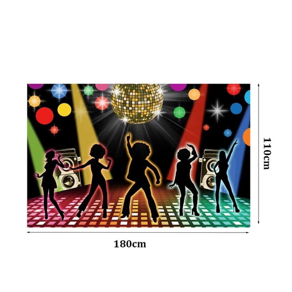 LUUFILx Disco Polyester Banner Fever Dancer Theme Radio Skateboard Graffiti Birthday Party Background Let 's Glow Crazy in the Dark Photo Banner