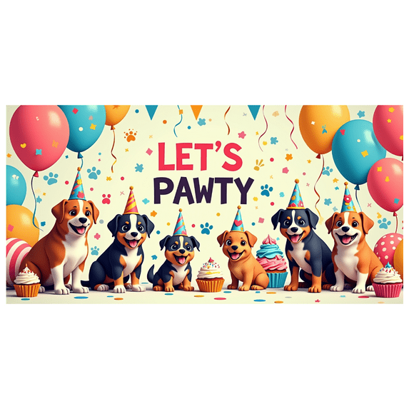 LUUFILx Dog Party Themed Backdrop Banner Colorful Balloon Animals Decoration Background for Puppy Birthday Party Celebration Supplies Let's Pawty Photo Booth Decor