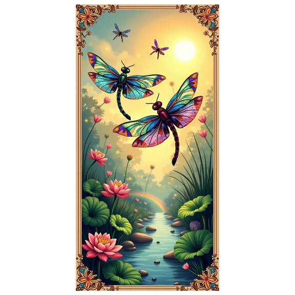LUUFILx Dragonfly River Backdrop Banner for Garden Parties or Leisure Photographic Backgrounds Scenic Nature Art Wall Hanging Backdrop for Events Celebration Decor
