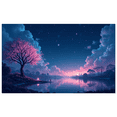 thumbnail image 1 of LUUFILx Dreamy Starry Night Sky Landscape Backdrop Enchanted River Scenery Background Pink Blossoms Wall Art Decor Perfect for Bedroom Photography Party Decoration, 1 of 7