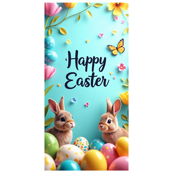 LUUFILx Easter Backdrop Banner with Bunny Eggs Background Spring Festival Decoration Party Supplies Photography Props Colorful Happy Easter Décor