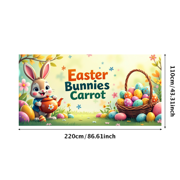 LUUFILx Easter Bunnies Carrot Banner Spring Egg Hunt Backdrop Festive Decoration Holiday Party Supplies Background Outdoor Event Props Scene Photography