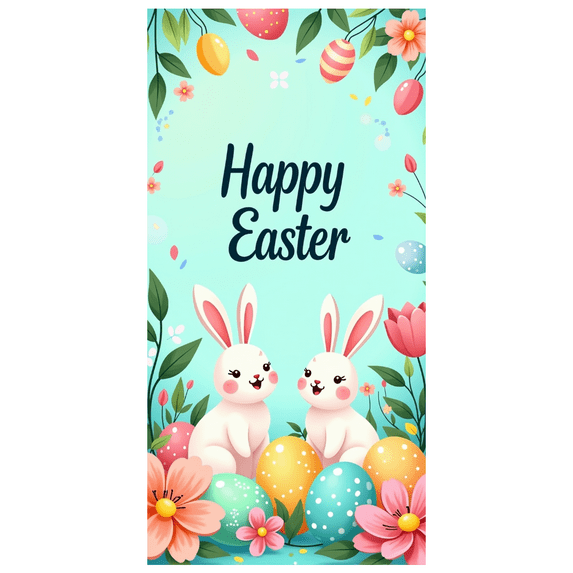 LUUFILx Easter Bunny Backdrop Banner Flower Eggs Decorations Spring Festival Celebration Party Supplies Floral Photography Props Background