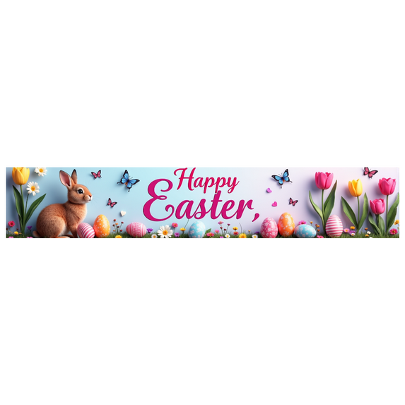 LUUFILx Easter Celebration Party Decoration Happy Easter Banner Background with Colorful Bunnies Eggs Spring Backdrop for Photography Props Festive Decor