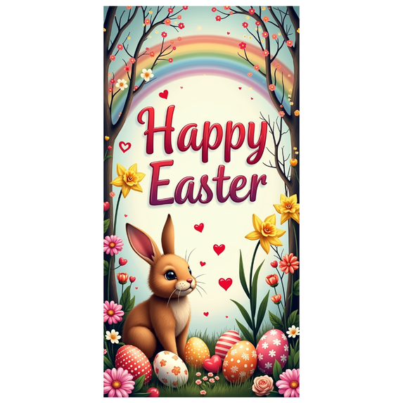 LUUFILx Easter Celebration Party Decoration Happy Easter Banner Background with Colorful Bunnies Eggs Spring Backdrop for Photography Props Festive Decor