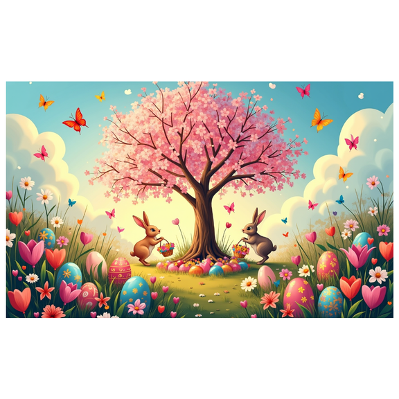 LUUFILx Easter Decorations Backdrop Banner Spring Festival Garden Party Easter Egg Hunt Celebration Photography Props Vibrant Outdoor Decor Scenic Background