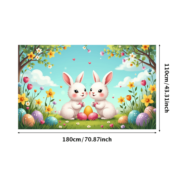 LUUFILx Easter Decorations Backdrop Banner Spring Festival Garden Party Easter Egg Hunt Celebration Photography Props Vibrant Outdoor Decor Scenic Background