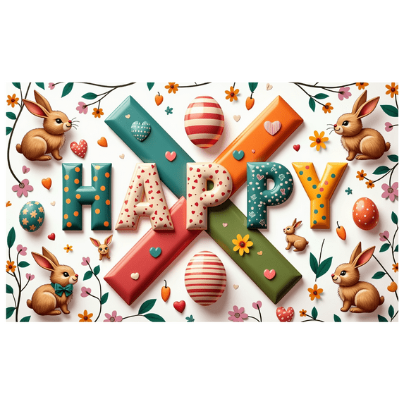 LUUFILx Easter Party Backdrop Decoration Happy with Easter Eggs and Bunnies for Celebration Photography Props Decorations Banner Background Photo Booth