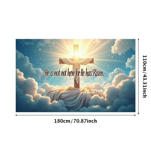 LUUFILx Easter Religious Banner He Has Risen Backdrop Cross Background Spiritual Church Decoration Resurrection Sunday Altar Display Faith Event Decor