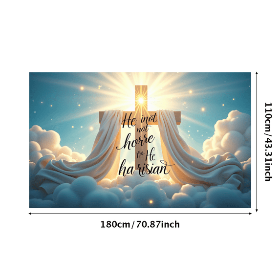 LUUFILx Easter Religious Banner He Has Risen Backdrop Cross Background Spiritual Church Decoration Resurrection Sunday Altar Display Faith Event Decor