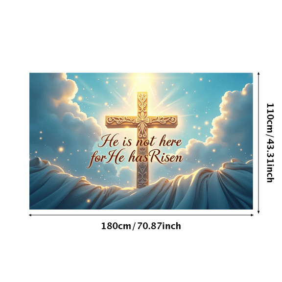 LUUFILx Easter Religious Banner He Has Risen Backdrop Cross Background Spiritual Church Decoration Resurrection Sunday Altar Display Faith Event Decor