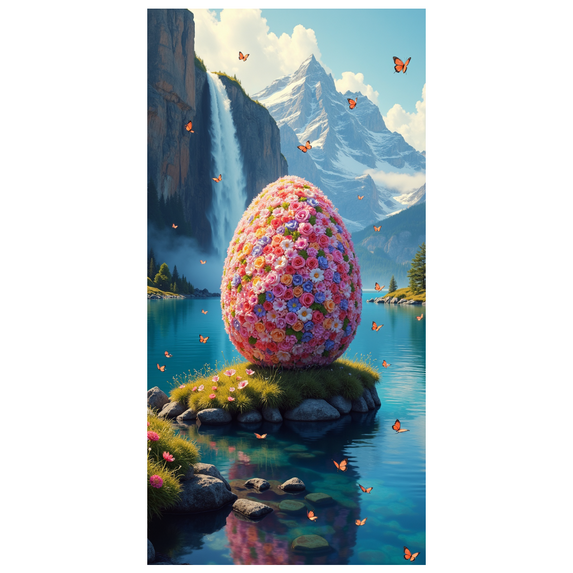 LUUFILx Easter Themed Pastel Colored Basket with Eggs Flower Field and Hummingbird Background Backdrop Banner Party Decorations