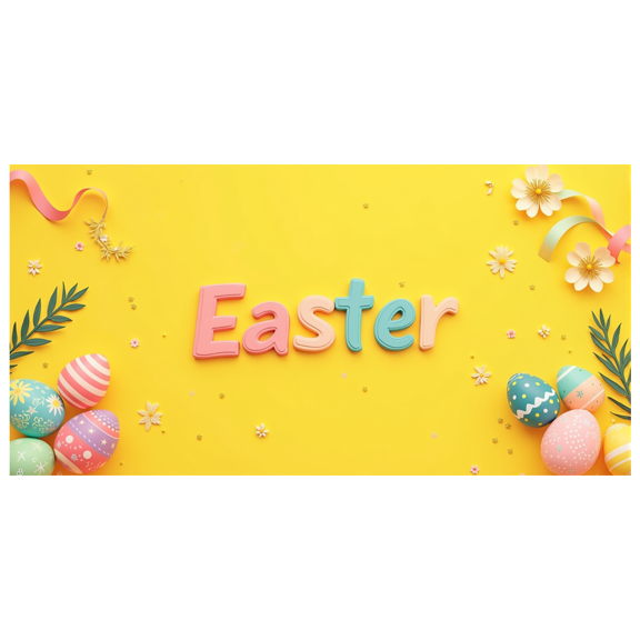 LUUFILx Easter Themed Yellow Festive Background Display with Colorful Eggs and Floral Decoration for Party Celebration Event Decor Photo Studio