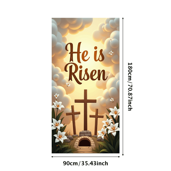 LUUFILx Easter Wall Banner Backdrop Cross He is Risen Religious Background Spring Celebration Church Decoration Photography Props Christian Decor