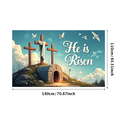 thumbnail image 1 of LUUFILx Easter Wall Banner Backdrop Cross He is Risen Religious Background Spring Celebration Church Decoration Photography Props Christian Decor, 1 of 8