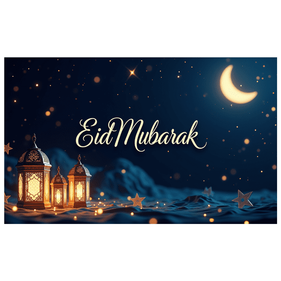 LUUFILx Eid Mubarak Banner Backdrop Islamic Celebration Moon and Lantern Festive Decor Photography Background Ramadan Mubarak Party Decorations Event Supplies