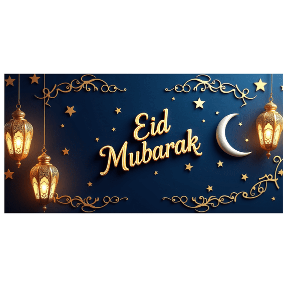 LUUFILx Eid Mubarak Banner Backdrop Islamic Celebration Moon and Lantern Festive Decor Photography Background Ramadan Mubarak Party Decorations Event Supplies