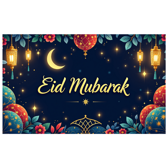 LUUFILx Eid Mubarak Banner Ramadan Mubarak Backdrop Moon Stars Lantern Decorations Party Supplies Festival Celebrations Home Decor Event Decoration Photography Props