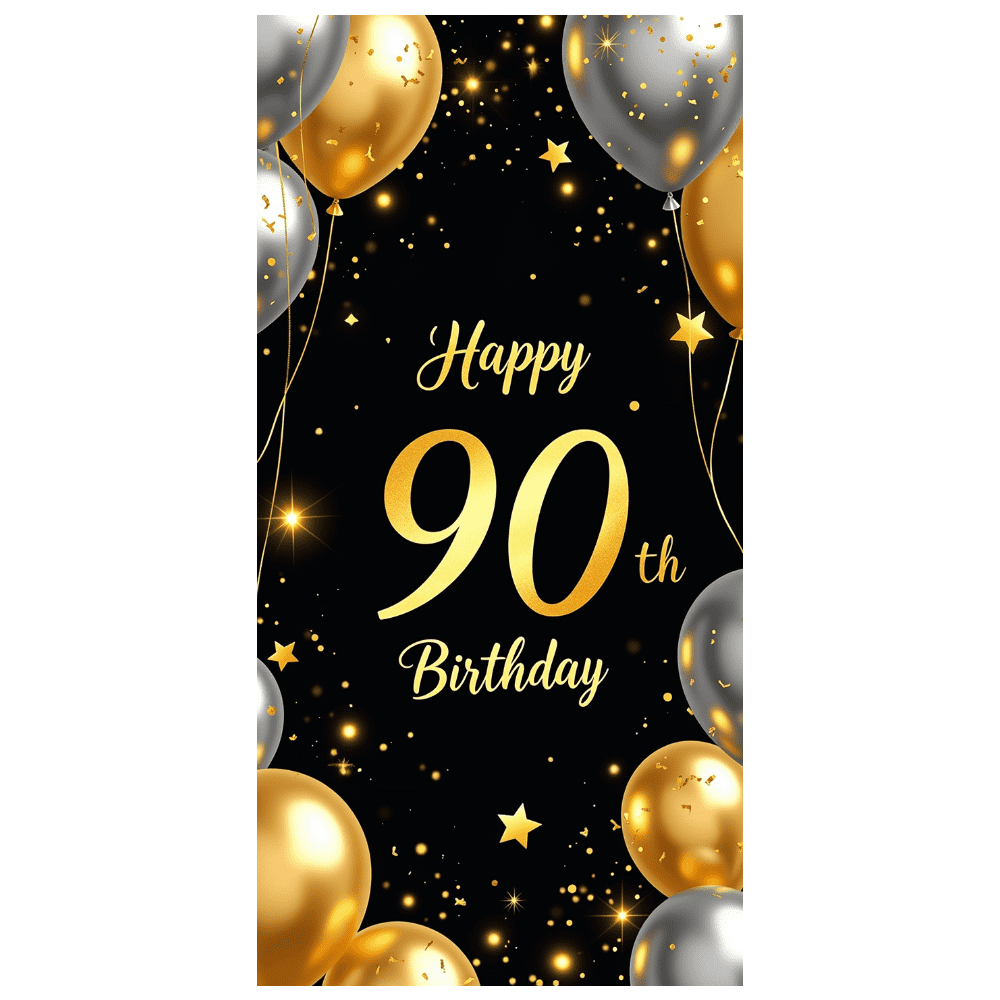 Panneau Rond Happy Birthday 90 Ans
