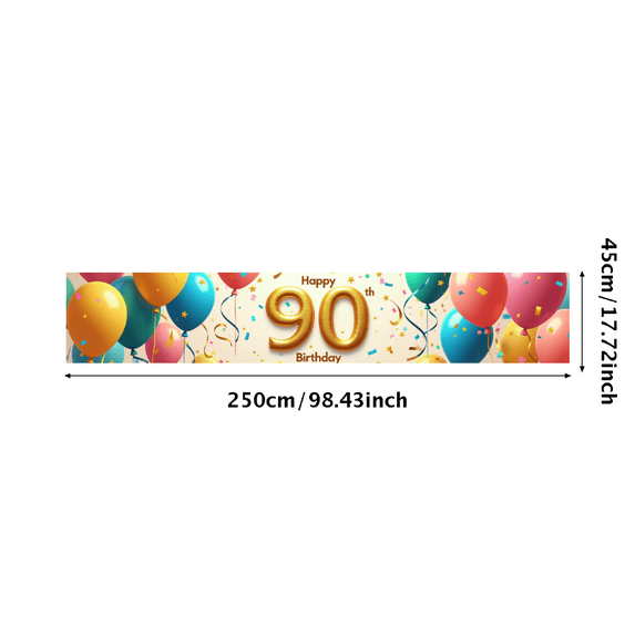 LUUFILx Elegant 90th Birthday Banner Party Decoration Backdrop Happy Birthday Background Golden Anniversary Celebration Photography Props Decors Supplies